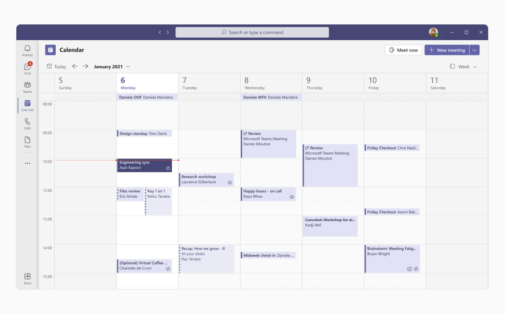 Microsoft 365 calendar displayed on a tablet.